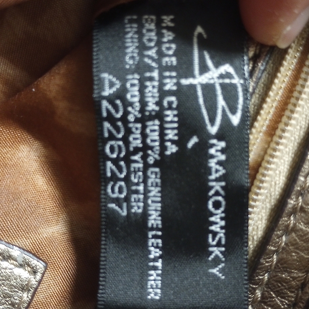 B Makowsky Gold Tone Leather Bag - Picture 17 of 17
